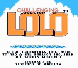 Challenging Lolo Title Screen